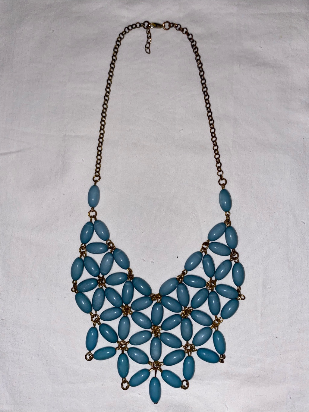 Blue Floral Cluster Statement Necklace - Unbranded
